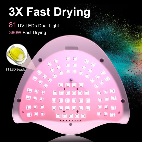 380W Professional Nail Dryer LED UV Lamp for Nails Gel Polish Dryer - Image 4