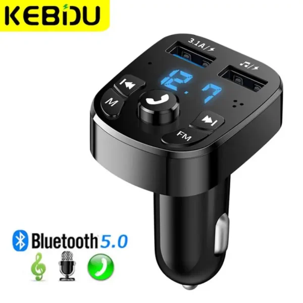 Car Fm Transmitter Bluetooth 5.0 Aux Handsfree Wireless Car Kit Dual Usb Car Charger