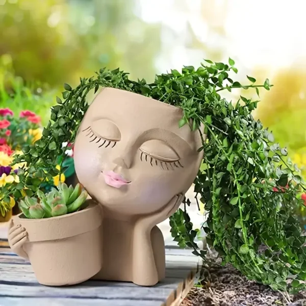 Handheld Basket Girl Face Planter