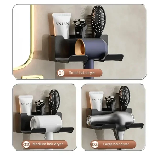 Hair Dryer Wall Holder Straightener Stand Organizer Box Toilet - Image 3