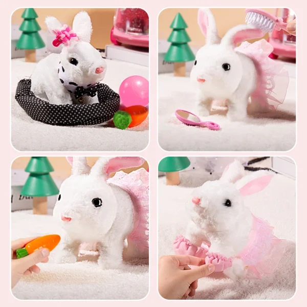 Children Plush Cute Rabbit Kids Electronic Pet With Sound Animal DIY Change Clothes Game Walking Moving Pet Toys For 3 Years - Image 3