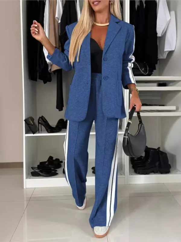 Autumn And Winter New Long Sleeves Suit Women's Suit Fashion Pimp Stitching Pants Pocket Female Office Blazer 2 Piece Set 2024 - Image 5