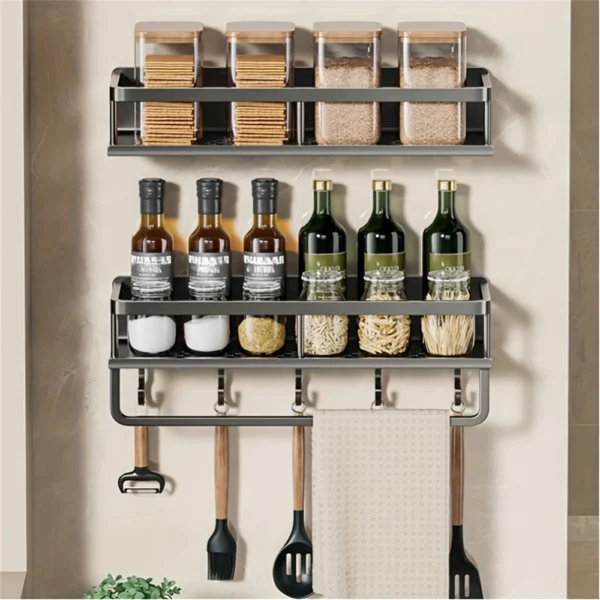 Kitchen Multi-Functional Storage Rack With Rod - Image 2