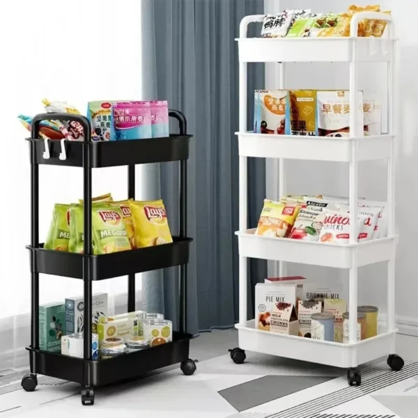 Bookshelf Storage Trolley Mobile Kitchen Organizer Cart With Wheels Multi-Layer Bathroom Trolley - Image 2