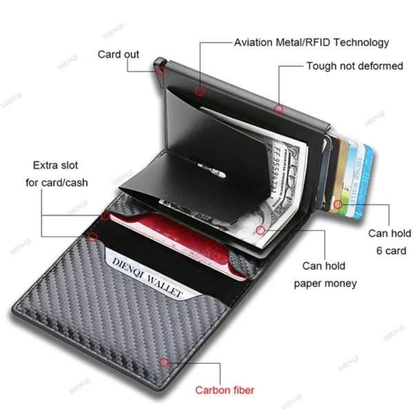 Carbon Fiber Men Business Slim Thin Smart Wallet - Image 4