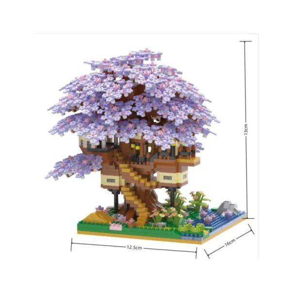 Cherry Blossom Tree House Building Microparticle Building Blocks - Image 5