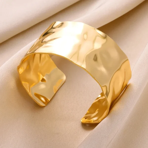 Gold Color Classic Bump Pattern Openning Bangles Cuff Bracelet - Image 3