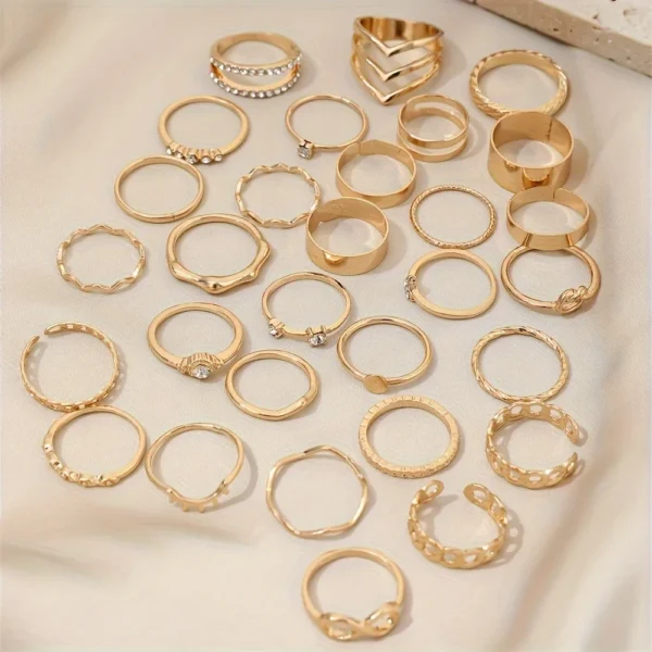 30pcs Elegant Stackable Stylish Rings Set - Image 4