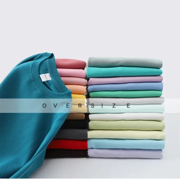 36 color High quality healthy cotton solid color round neck off shoulder sweater for men and women, oversize off shoulder loose - Image 2