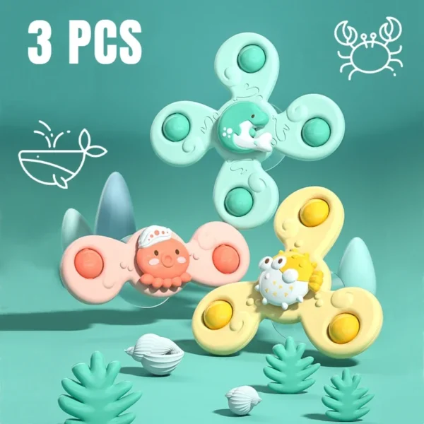 3Pcs/Set Baby Bath Toys Funny Bathing Sucker Spinner