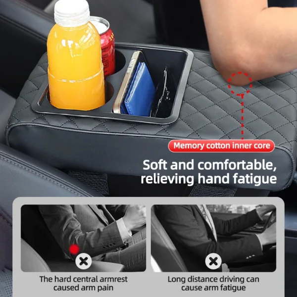 Auto Center Car Armrest Cushion with Cup Holder - Image 4