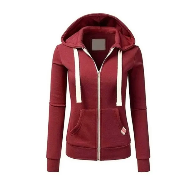 Autumn Fleece Hoodie Solid Color Hooded Korean Fashion Sweatshirts Long Sleeve Top Drawstring Pockets Loose Zipper Black Hoodies - Image 6