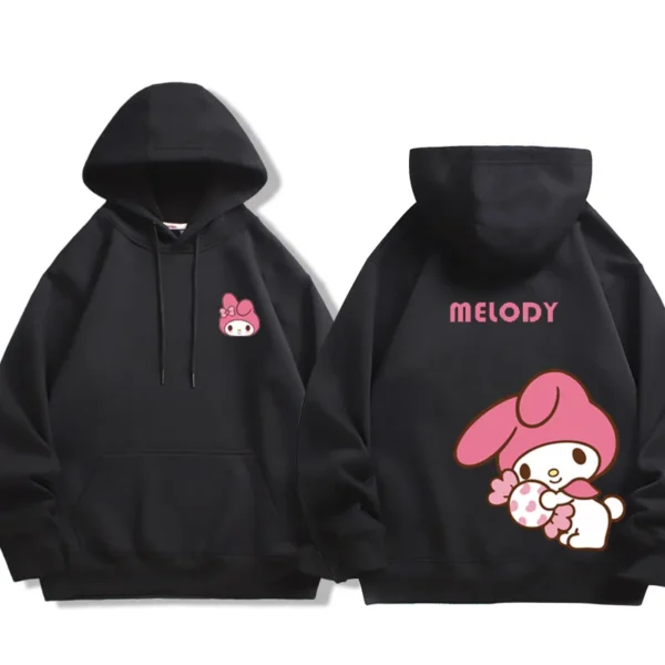 Spring and Autumn Sanrio Couple Sweatshirt Men's and Women's Kuromi Melody Cartoon Anime Hooded Dress Fashion Trend - Image 2