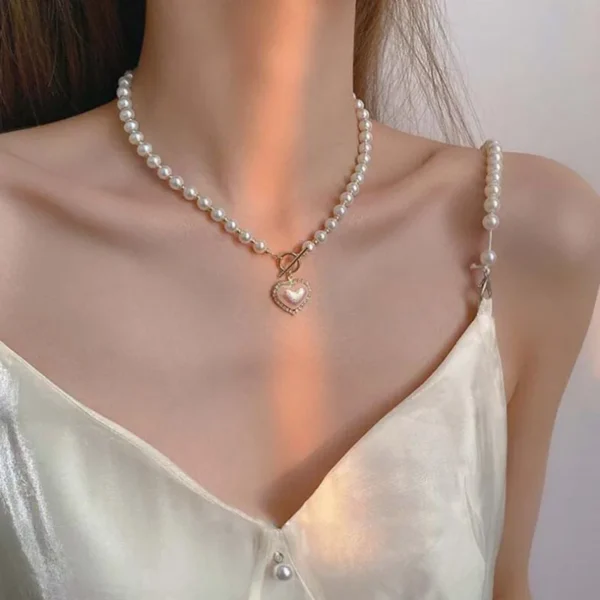 Super Immortal Style Pearl Love Necklace - Image 4