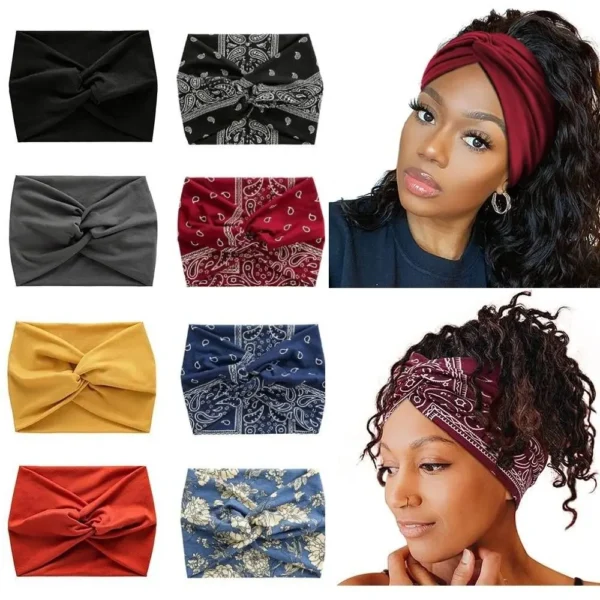 Extra Large Turban Workout Elastic Wide Knotted Headband