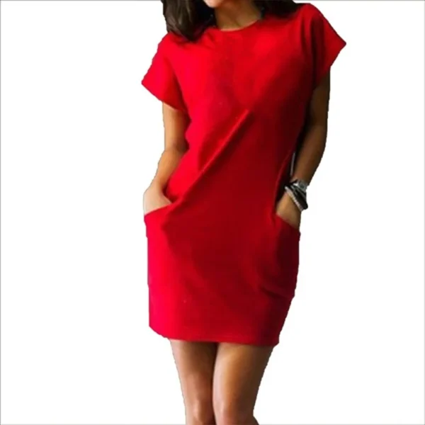 2024 Fashion Women's Summer Pocket Dress Slim Fit Sexy Mini Dress Short Sleeve Dress Mini Dress S~2XL - Image 5