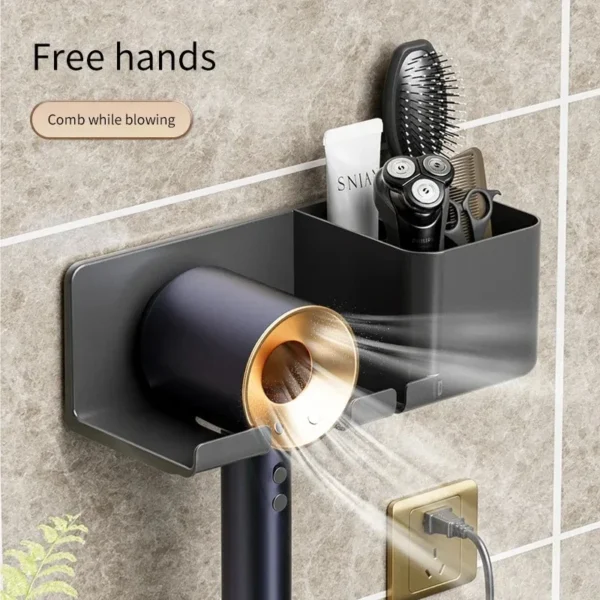 Hair Dryer Wall Holder Straightener Stand Organizer Box Toilet - Image 2