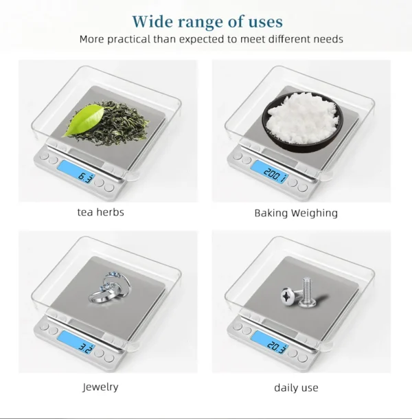 Mini Digital Electronic Scale LCD Display Jewellery, Kitchen 3kg Weighting - Image 2