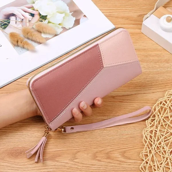 Cross-border Contrast Color Stitching Long Wallet Women's Clutch Bag - Image 3