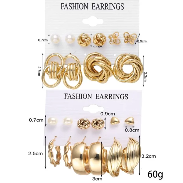 11 Pairs Earrings Set Zinc Alloy - Image 5