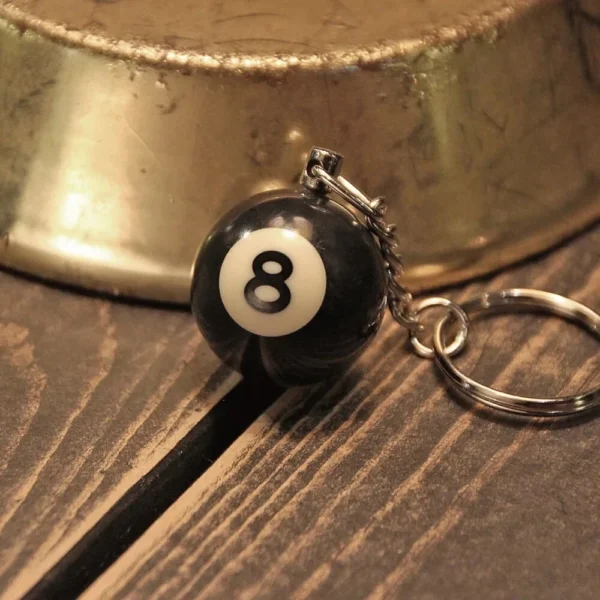 Keychain Black No 8 Billiard Mini Ball