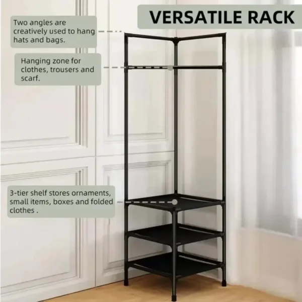 2 in 1 Corner Clothes Rack and Clothes Stand Organizer - Image 3