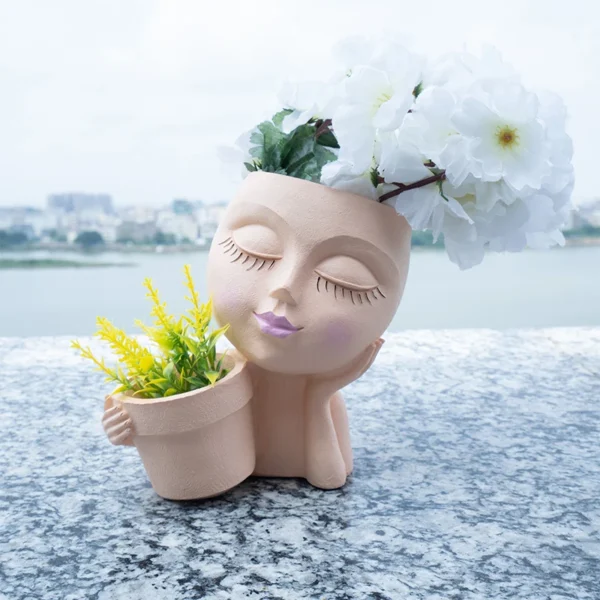 Handheld Basket Girl Face Planter - Image 6