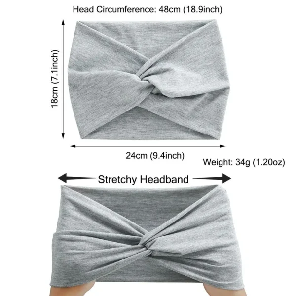 Extra Large Turban Workout Elastic Wide Knotted Headband - Image 6