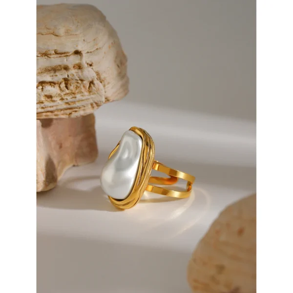 Pearl Gold Color Ring for Women - Image 3