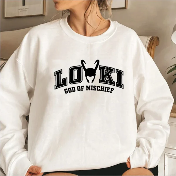 Loki God of Mischief Sweatshirt Loki Inspired Sweater Unisex Long Sleeve Crewneck Sweatshirts Graphic Hoodies Superhero Pullover - Image 2