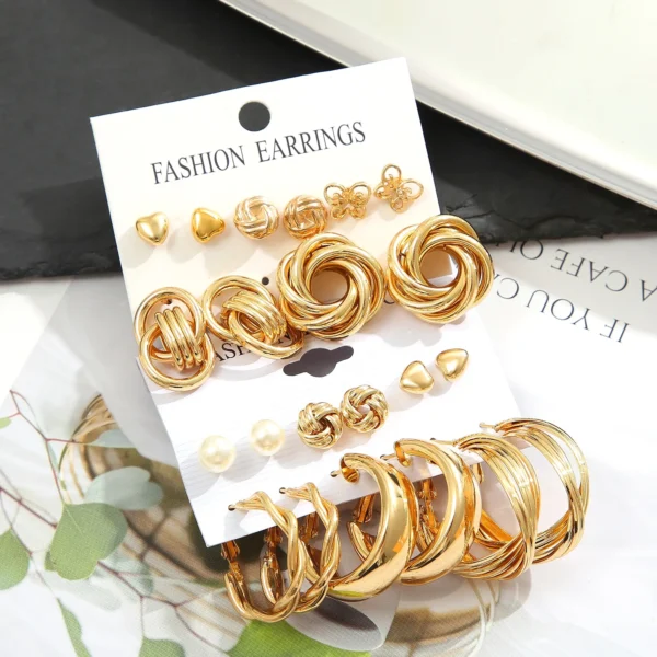 11 Pairs Earrings Set Zinc Alloy - Image 3