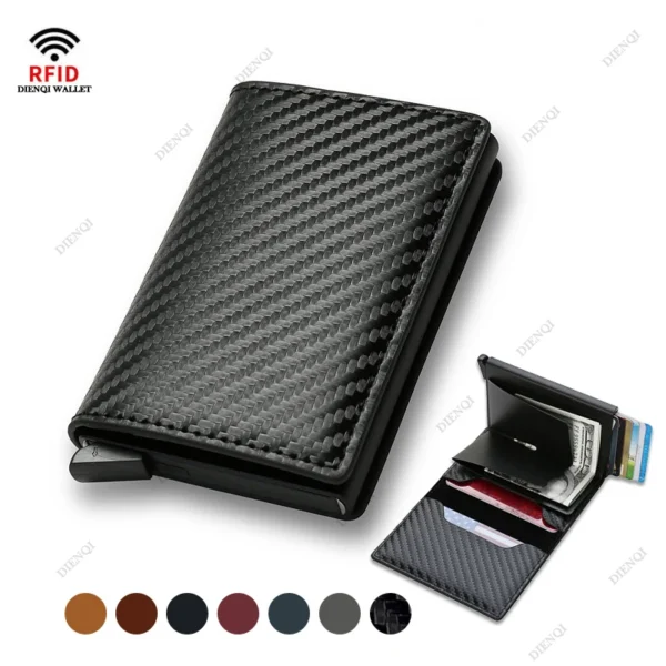 Carbon Fiber Men Business Slim Thin Smart Wallet