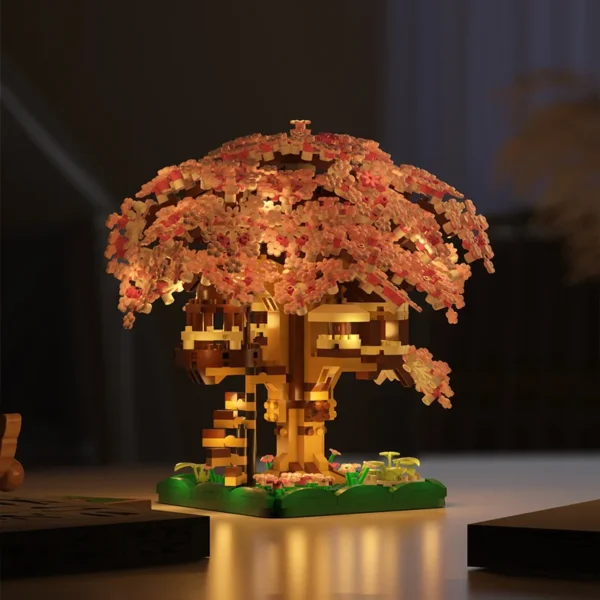 Cherry Blossom Tree House Building Microparticle Building Blocks - Image 4