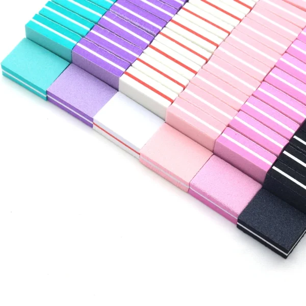 50Pc Professional Mini Nail Art buffer 100/180 Sandpaper Manicure Care File Sanding Polishing Nails File Grinding Equipment Tool - Image 2