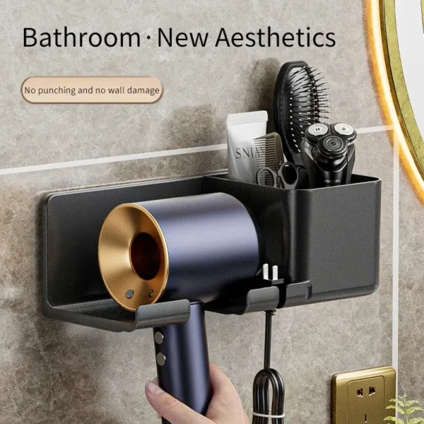 Hair Dryer Wall Holder Straightener Stand Organizer Box Toilet - Image 6