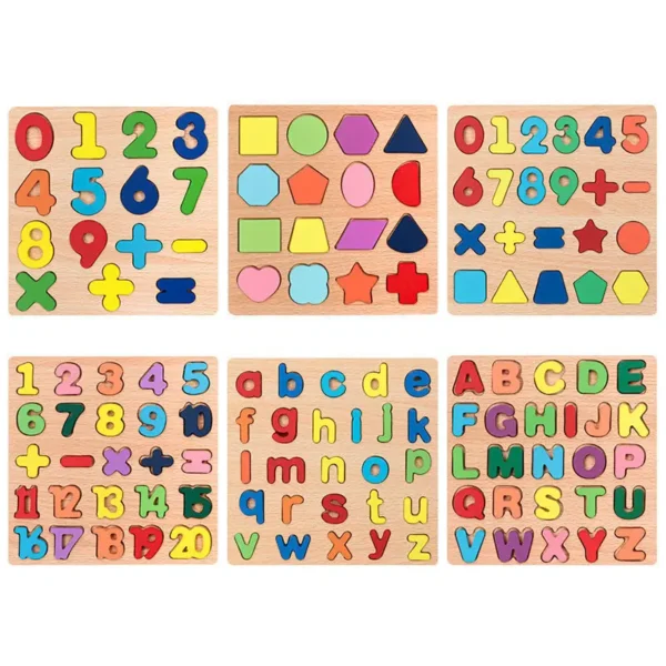 Wooden Jigsaw Puzzle Children Letters Numbers Board Pairing Puzzle - Image 2