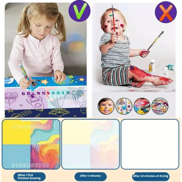 100x80CM Magic Water Drawing Mat Coloring Doodle With Reusable Magic Pens Montessori Painting Board Educational Toys Kids Gifts - Image 2