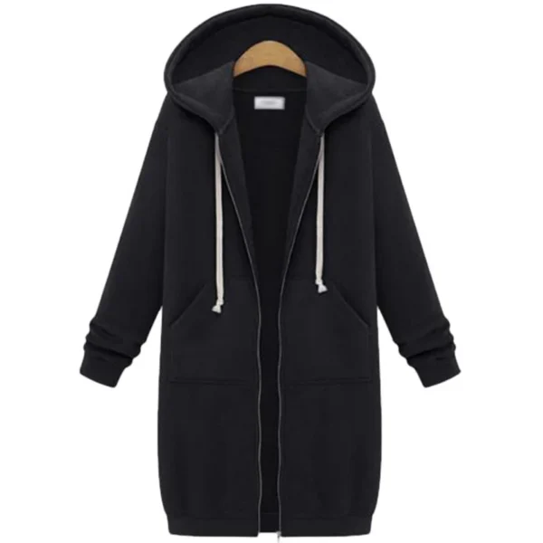 Zip Up Hoodies Oversized Fleece Long Sweatshirts Casual Long Sleeve Autumn Jacket Coat Pockets Solid Women Clothing High Street - Image 6