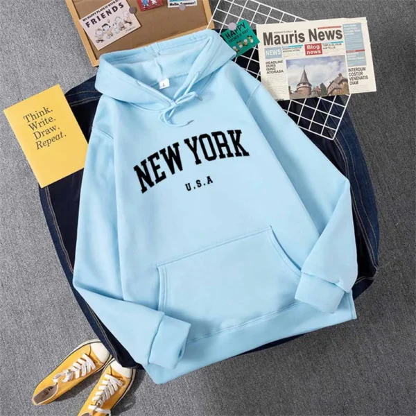 Men Women New York U.S.A City Hoodies Fashion Letter Printed Graphic Sweatshirts Loose Casual Harajuku Hooded Pullover Sportwear - Image 6