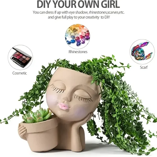 Handheld Basket Girl Face Planter - Image 4