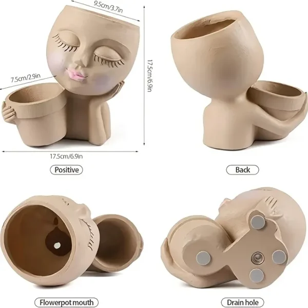 Handheld Basket Girl Face Planter - Image 3