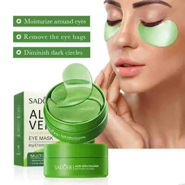 60pcs Aloe Vera Collagen Eye Mask Anti Dark Circles Removal - Image 2