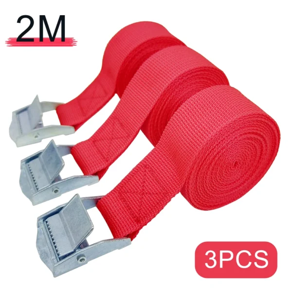 Buckle Tie-Down Belt cargo straps for Car motorcycle With Metal Buckle Tow Rope Strong 3pcs 2M