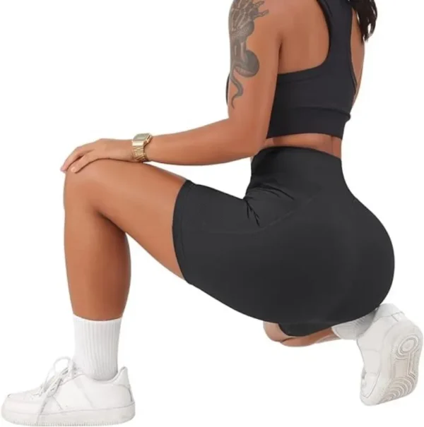 Sports Short Women Cross Workout Yoga Shorts with Pockets 5" High Waist Booty Biker Short - Image 6