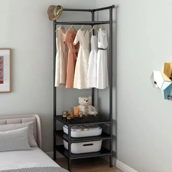 2 in 1 Corner Clothes Rack and Clothes Stand Organizer