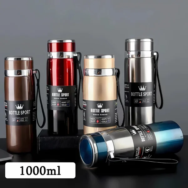 1L Thermal Thermos Bottle for Water Tea Coffee Vacuum Flasks Stainless Steel - Image 2