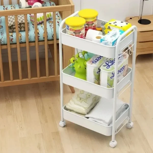 Bookshelf Storage Trolley Mobile Kitchen Organizer Cart With Wheels Multi-Layer Bathroom Trolley - Image 5