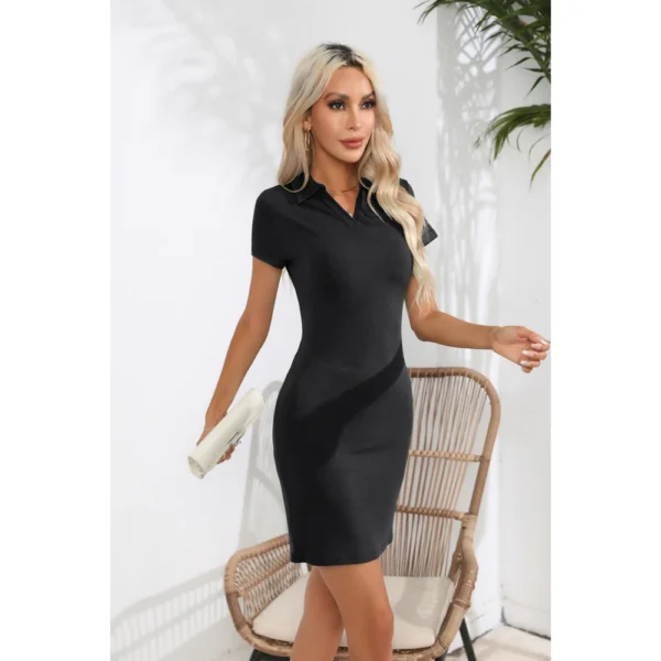 Polo Women's dress 2024 Summer Y2K One Pieces Short Sleeve Mini Skirt Slim Sheath Tight Dress Ladies Kpop Outfit - Image 2