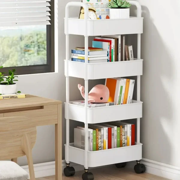 Bookshelf Storage Trolley Mobile Kitchen Organizer Cart With Wheels Multi-Layer Bathroom Trolley