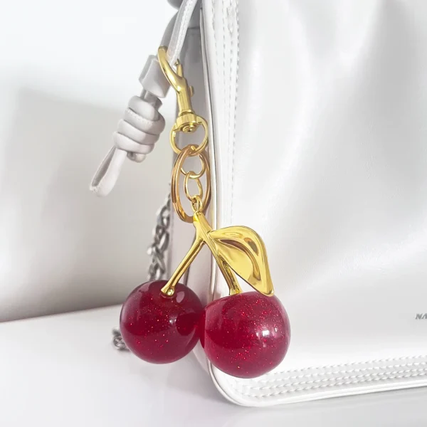 Red Cherry Keychain For Women Men - Image 3